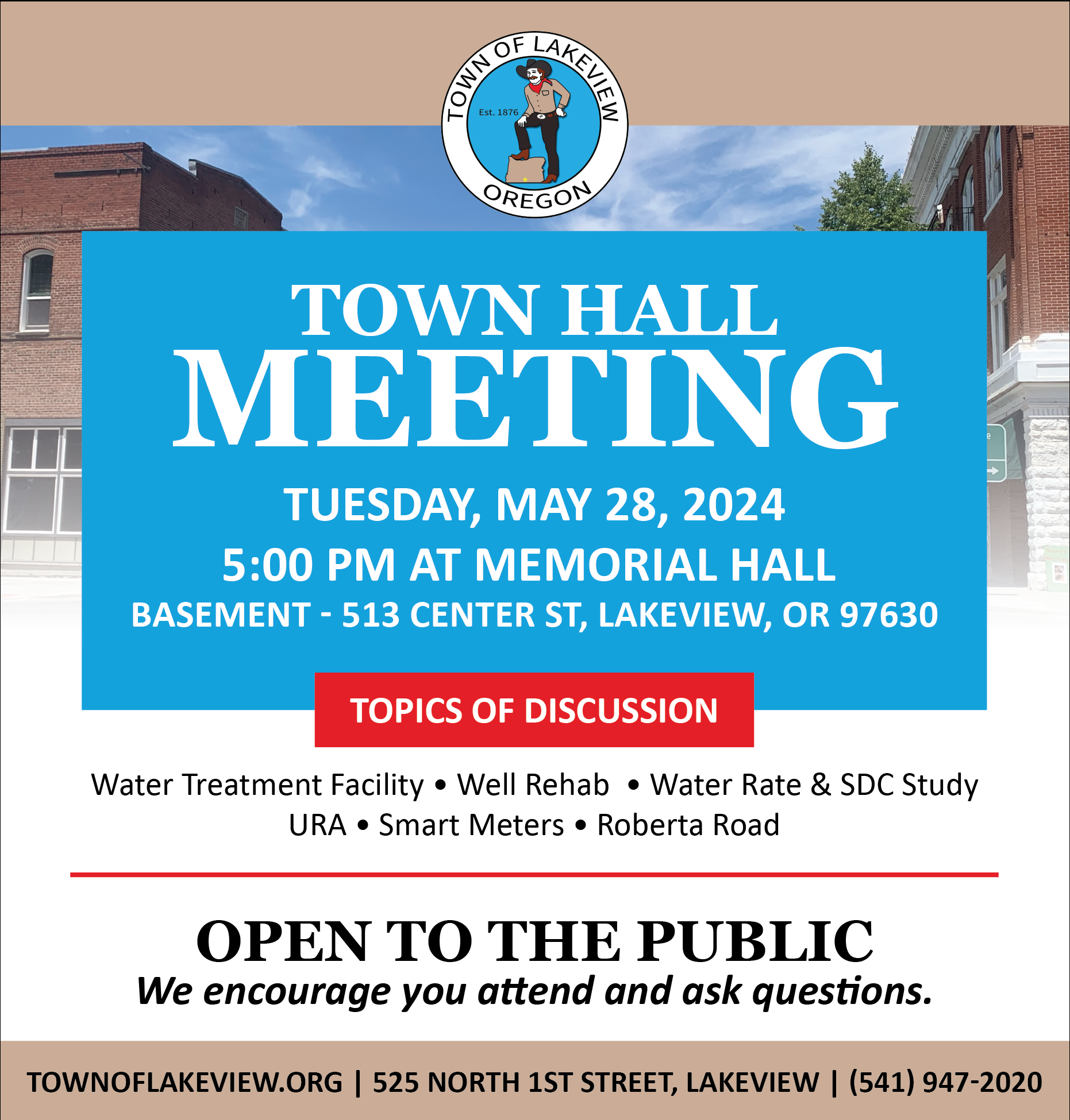 Town Council Regular Session Meeting 5.28.24 Lakeview, Oregon